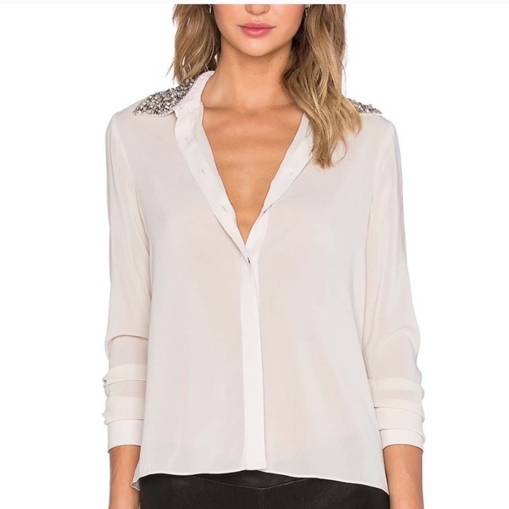 Alice + Olivia Blouse with Jeweled Collar
